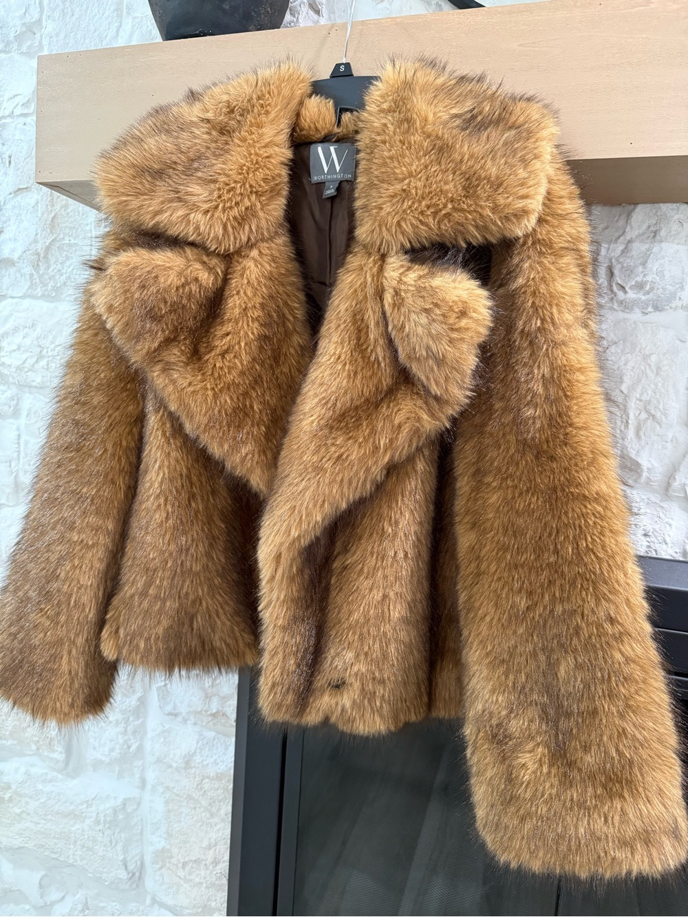 Worthington Plush Faux Fur Jacket in Camel